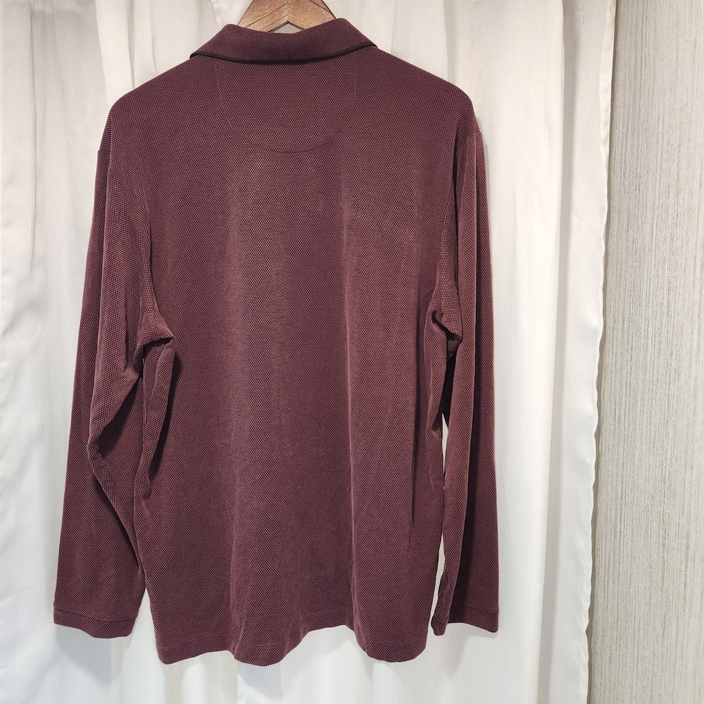 Tommy Bahama Long Sleeve Polo Shirt Mens Size Medium Burgandy Modal Polyester - Picture 3 of 3